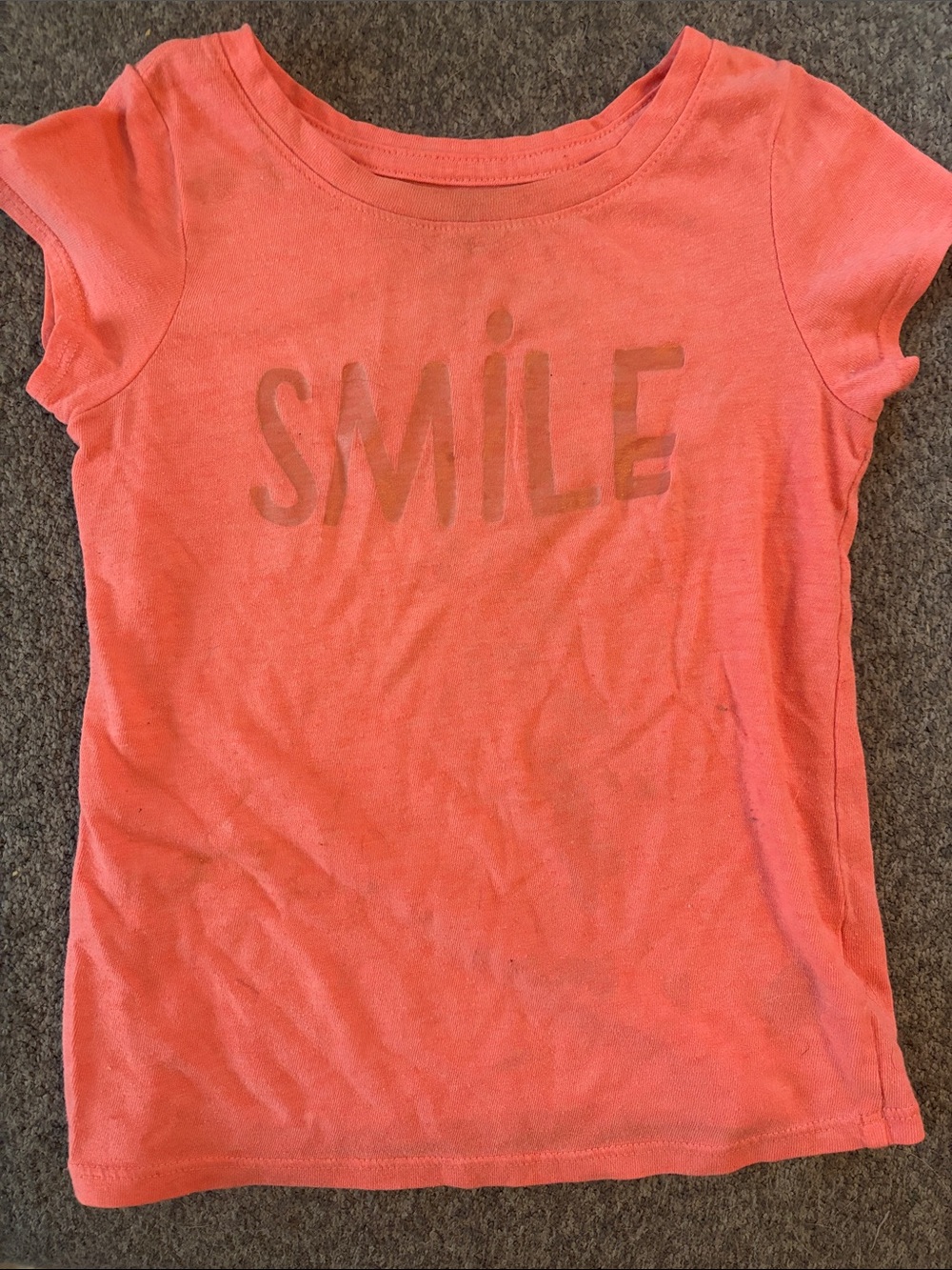 Cat & Jack Coral Tee with "SMILE" Graphic